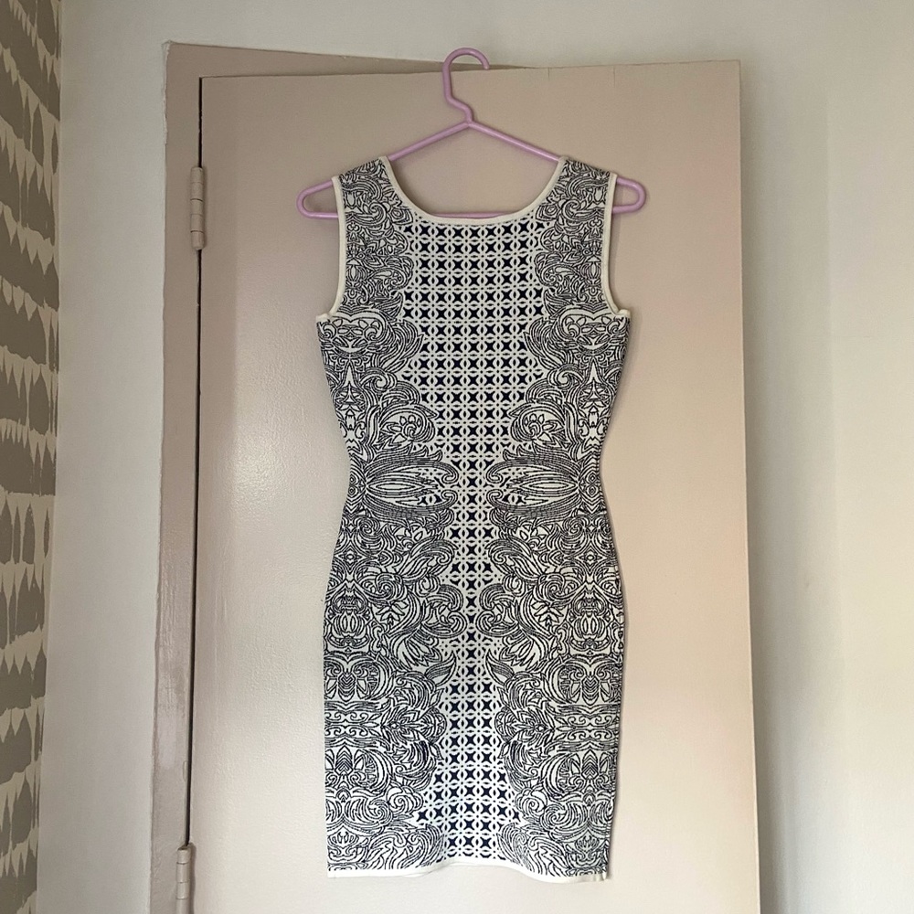 BCBGMAXAZRIA black and white bodycon dress